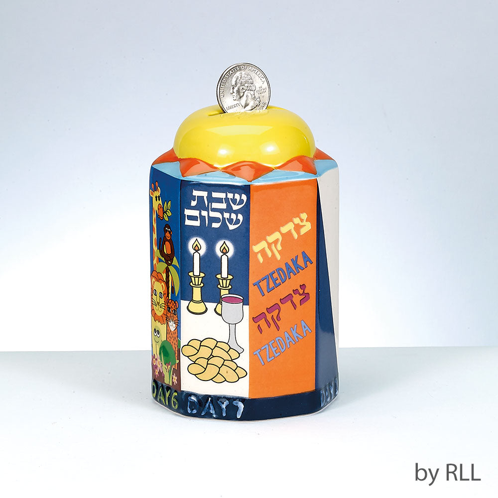 7 Days Of Creations Ceramic Tzedakah Box