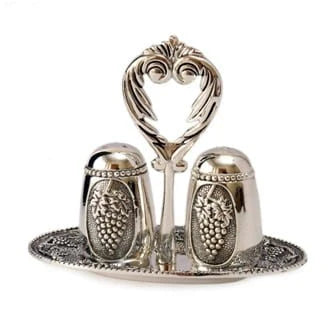 ANTIQUE SALT & PEPPER SHAKERS TRAY-GRAPE DESIGN