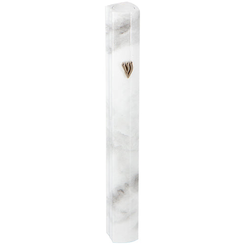 Aluminum Mezuzah 12 Cm 3d Painted -white Marvel