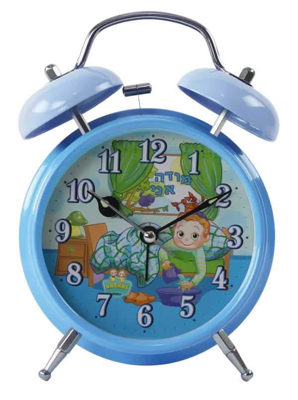 Modeh Ani Singing Alarm Clock Bell - Boy Blue 4.5x4.5 X 13/4