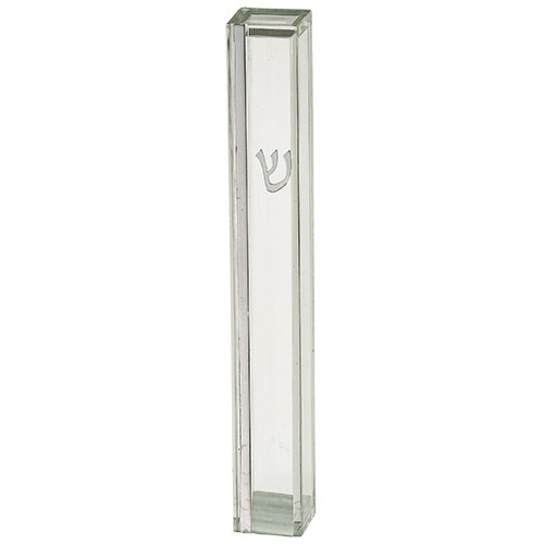 Plastic Mezuzah 15 cm - Silver SHIN & Stripe