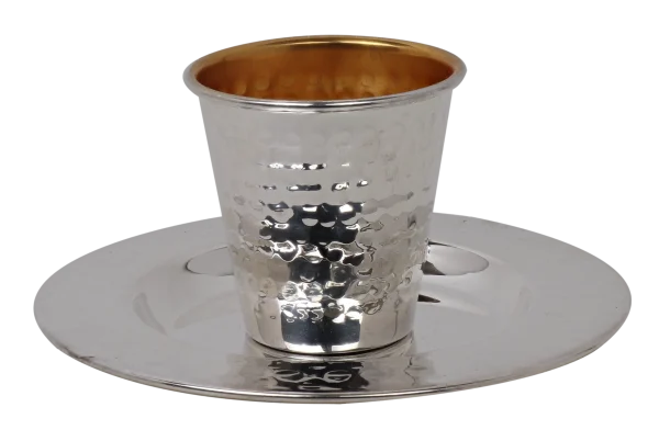 Small Kiddush Cup Set Hammered 925 Sc ( 90 Ml 3.04 Oz)