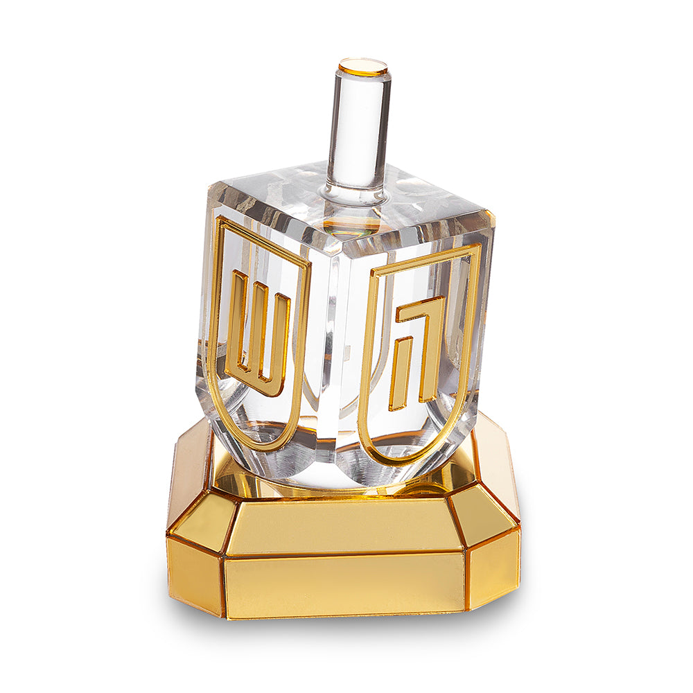 Acrylic Dreidel with Gold Base - 6 cm