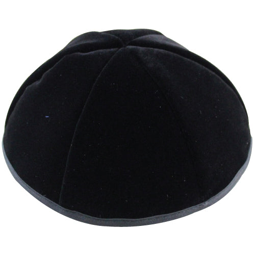Velvet Premium Kippah Matte Black Size 4, 20 Cm- 6 Parts With Rim