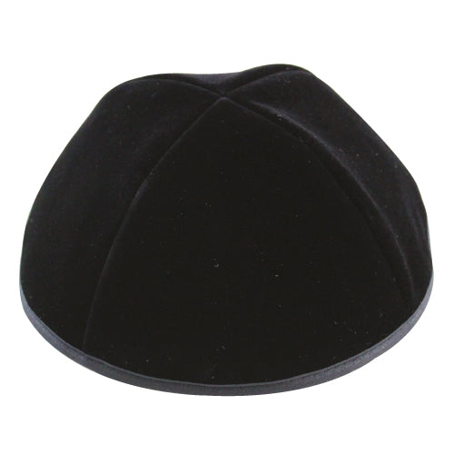 Velvet Premium Kippah Matte Black Size 7, 23 Cm- 4 Parts With Rim