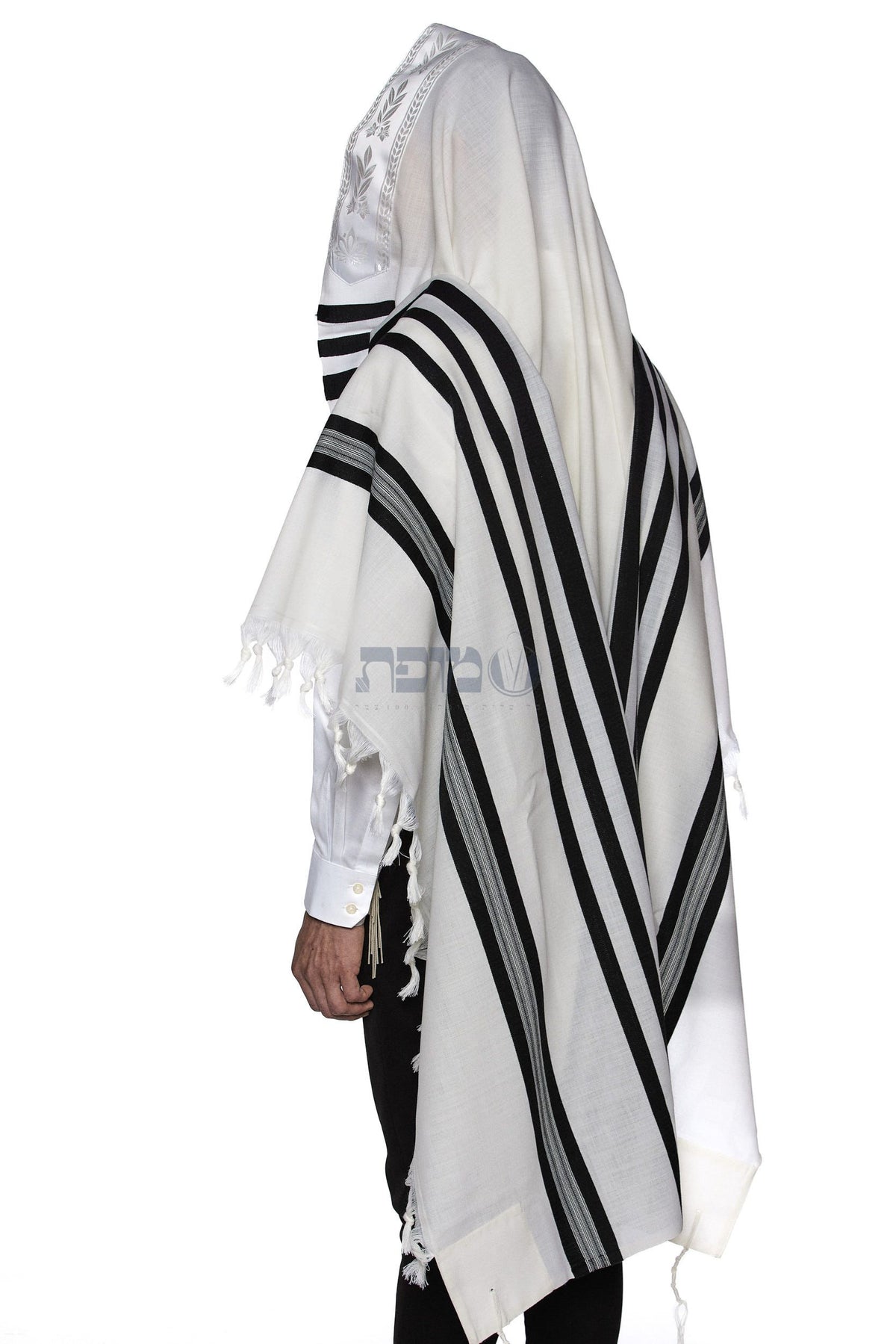 Modim wool tallis black stripes