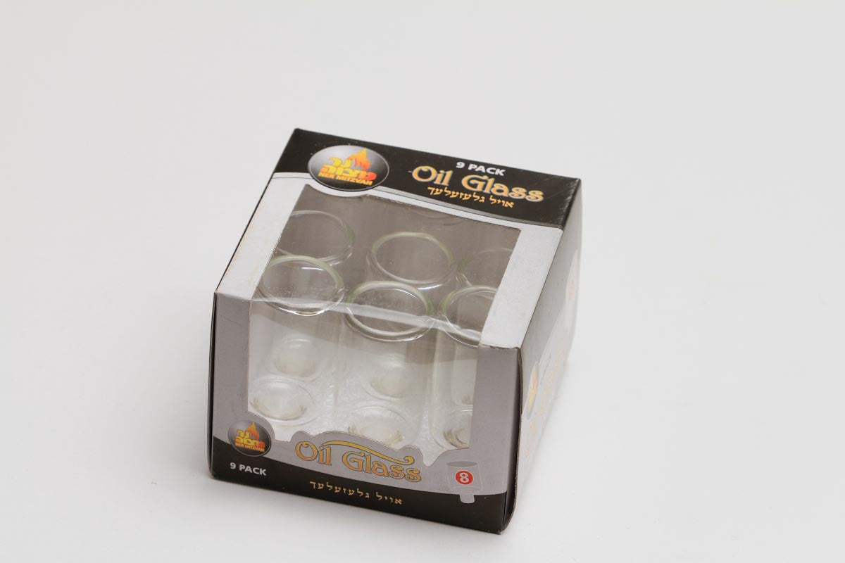 Straight oil glass cups, 9-pack - Ner Mitzvah