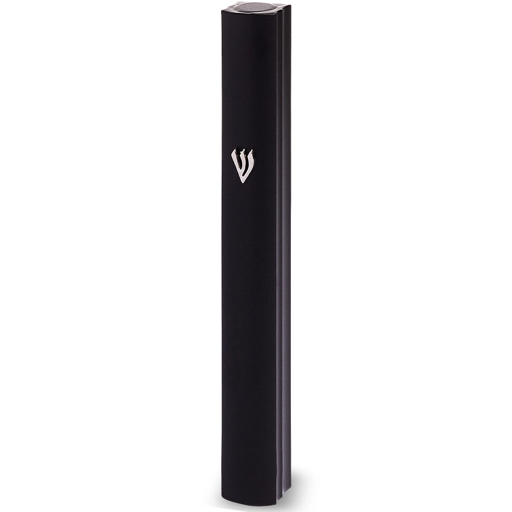 Black Aluminum Mezuzah 15 cm - Special Profile, Metal "Shin"