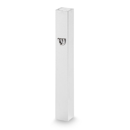 Aluminum Mezuzah 7 cm - Matte Silver with Silver Shin