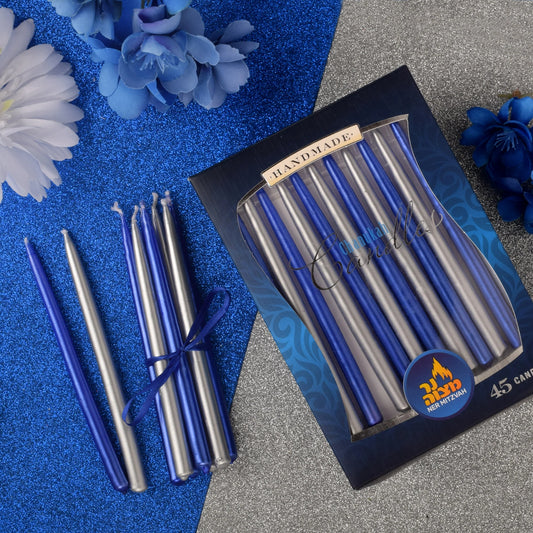 Blue & Silver Metallic Chanukah Candle 45pk.