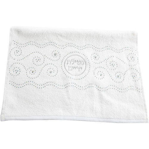 A Pair Of White Hand Towels With Fancy Stones