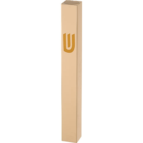 Aluminum Mezuzah 10 cm - Shiny Gold, Printed "SHIN"