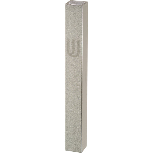 Aluminum Mezuzah 10 cm - Matte Silver, Printed "SHIN"