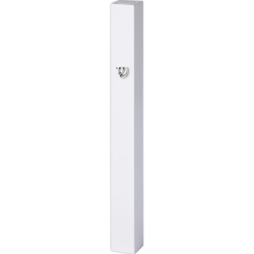 Aluminum Mezuzah 12 cm-with Metal Shin - White UK21664