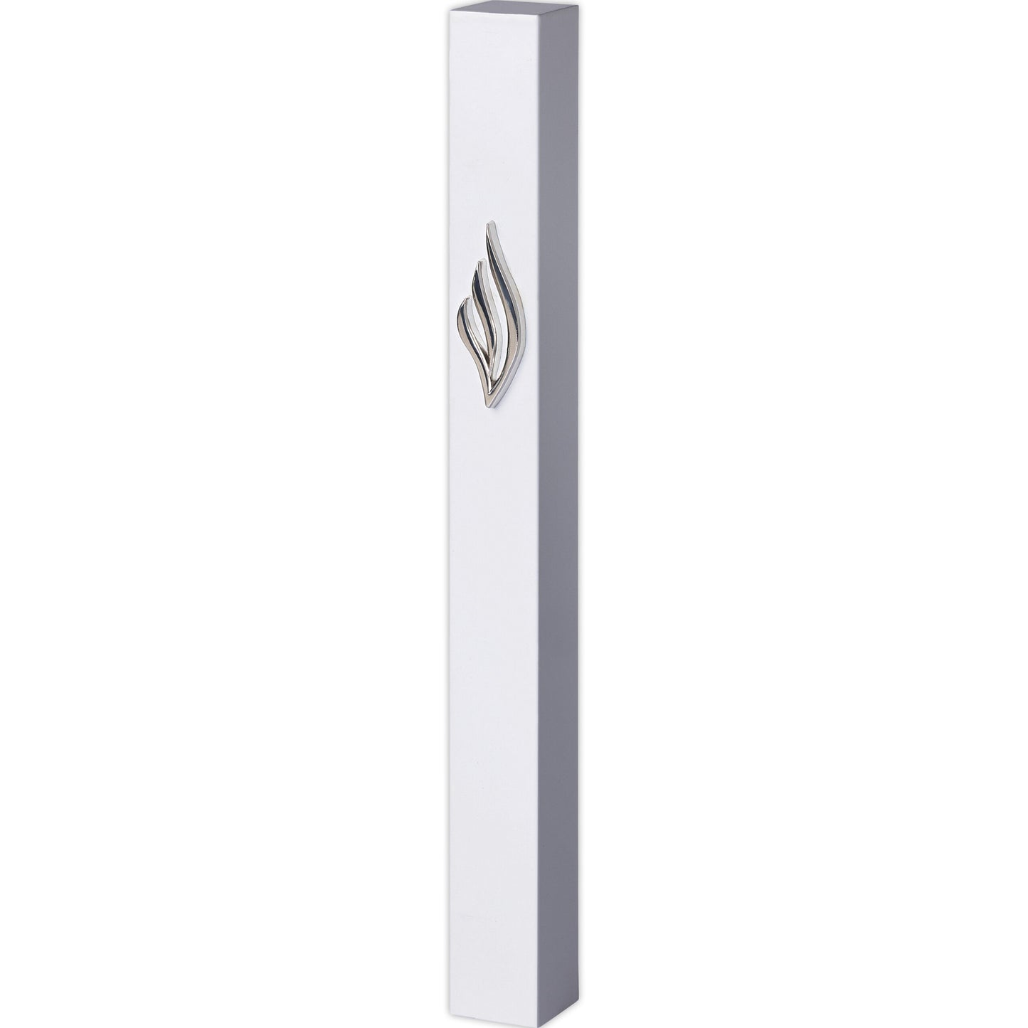 Aluminum Mezuzah 12 cm-with Metal Shin - White