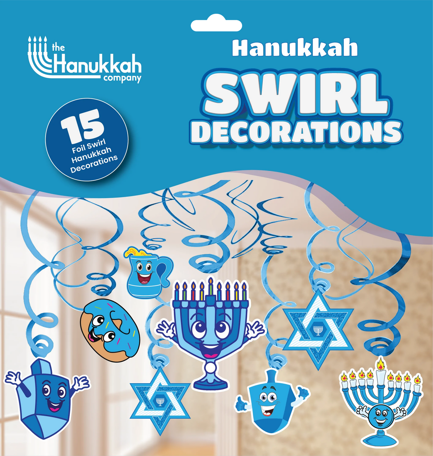 Chanukah Swirl Decorations - Blue & White
