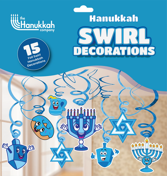 Chanukah Swirl Decorations - Blue & White