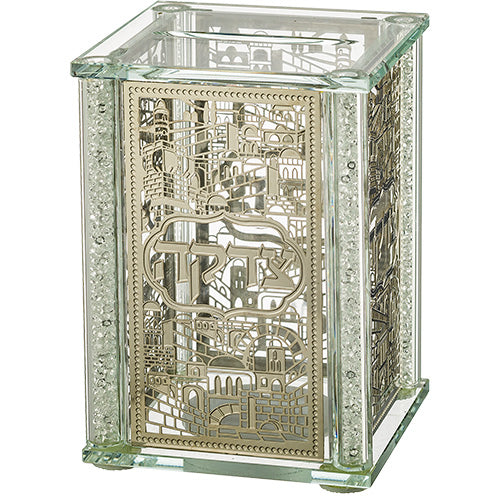 Crystal Tzedakah Box 13*9 cm with Plaque