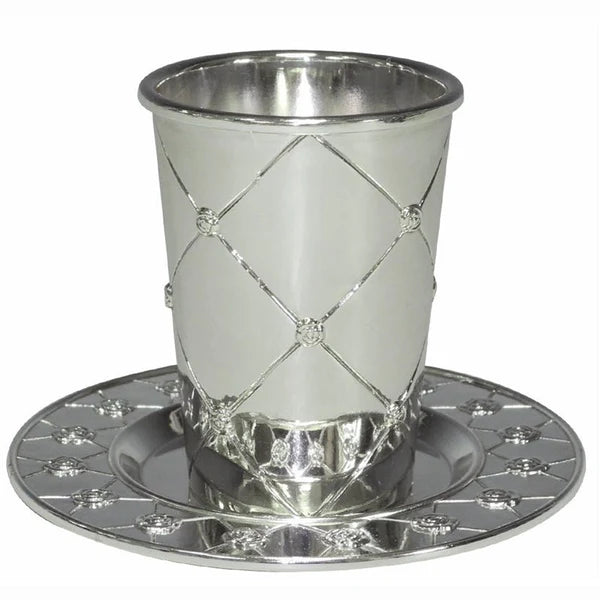 Kiddush Cup Silver Plated  W/Plate 3.5"H