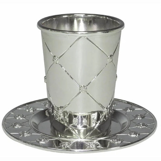 Kiddush Cup Silver Plated  W/Plate 3.5"H