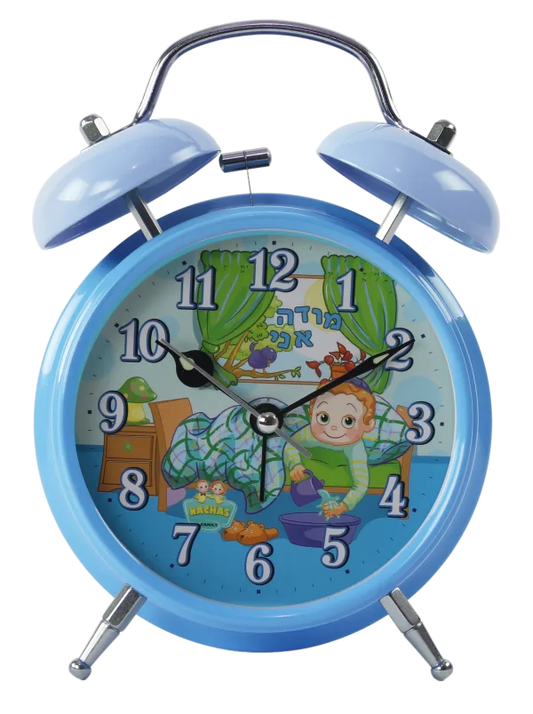 Modeh Ani Singing Alarm Clock Bell - Boy Blue 4.5x4.5 X 13/4