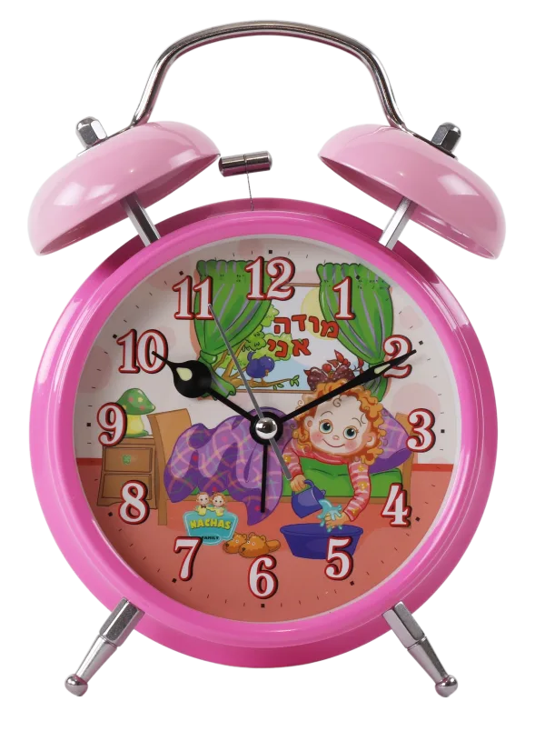 Modeh Ani Singing Alarm Clock Bell - Girl Pink 4.5x4.5 X 13/4
