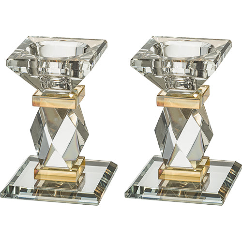 Pair of Crystal Elegant Candlesticks 10 cm (uk40843)