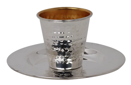 Small Kiddush Cup Set Hammered 925 Sc ( 90 Ml 3.04 Oz)