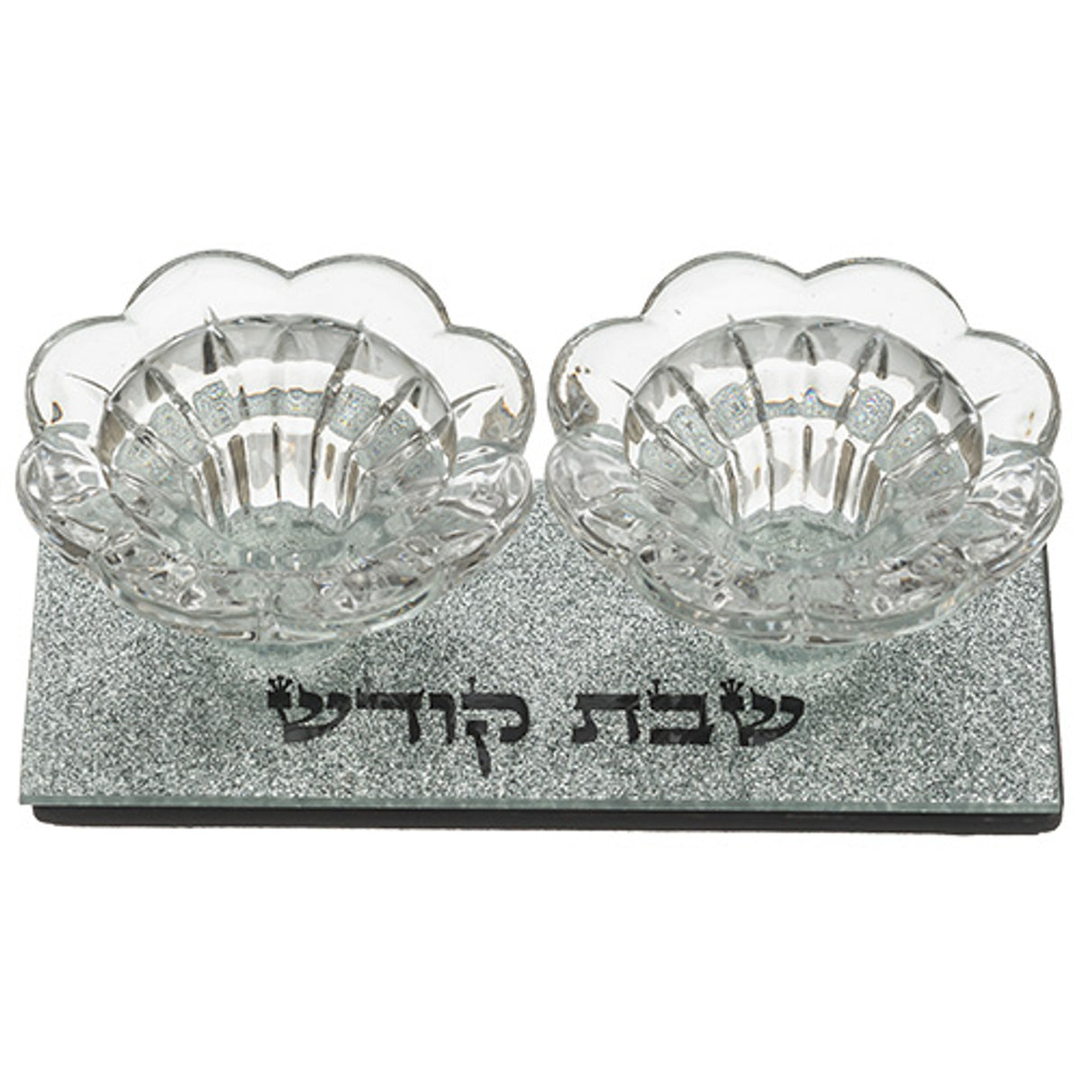 Glass Candlesticks 4×14×6 cm with Glitter - UK47918