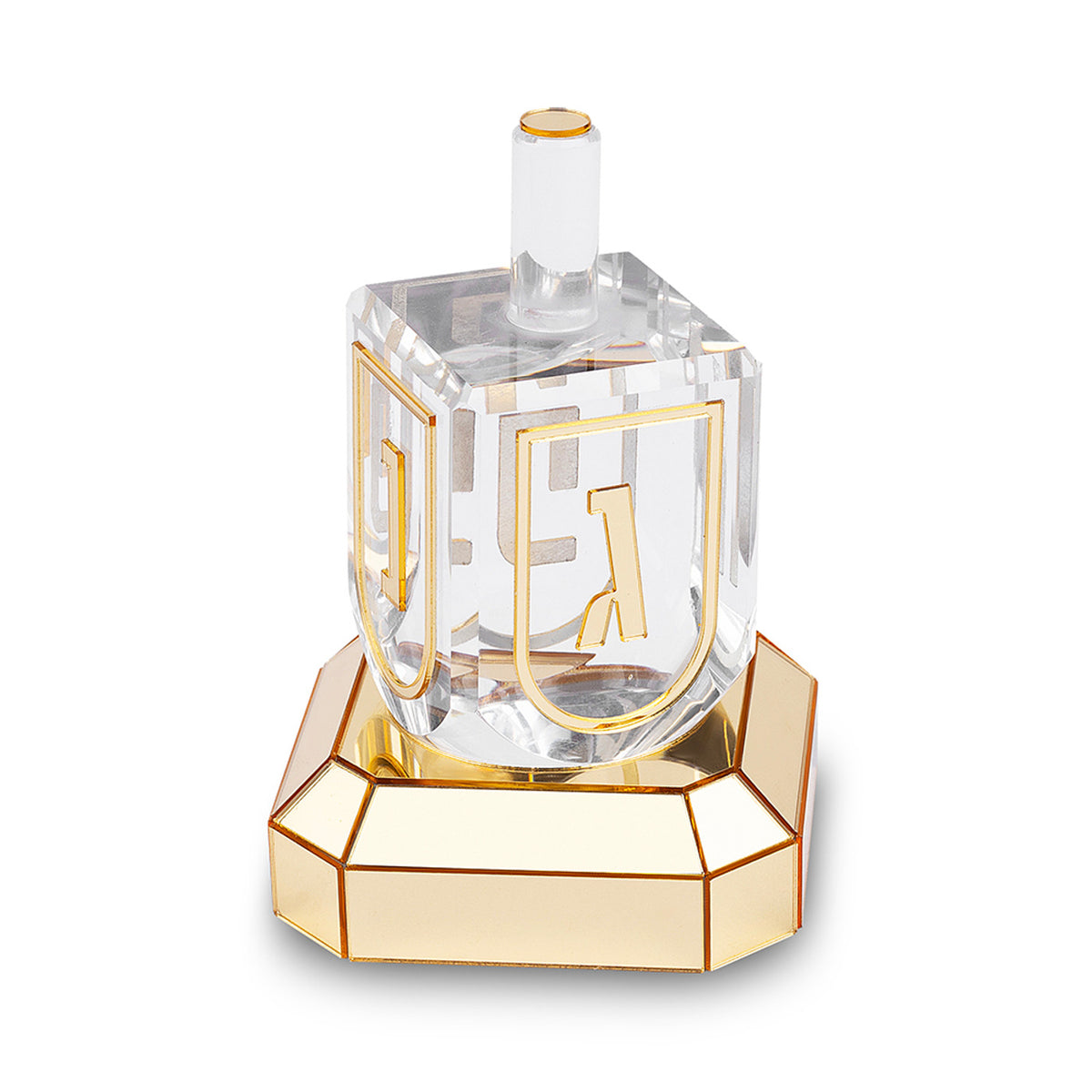 Acrylic Dreidel with Base N.G.H.P. 6 cm - Gold - UK59140