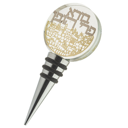 Crystal Wine Stopper 9 cm with Metal Plaque - UK81583