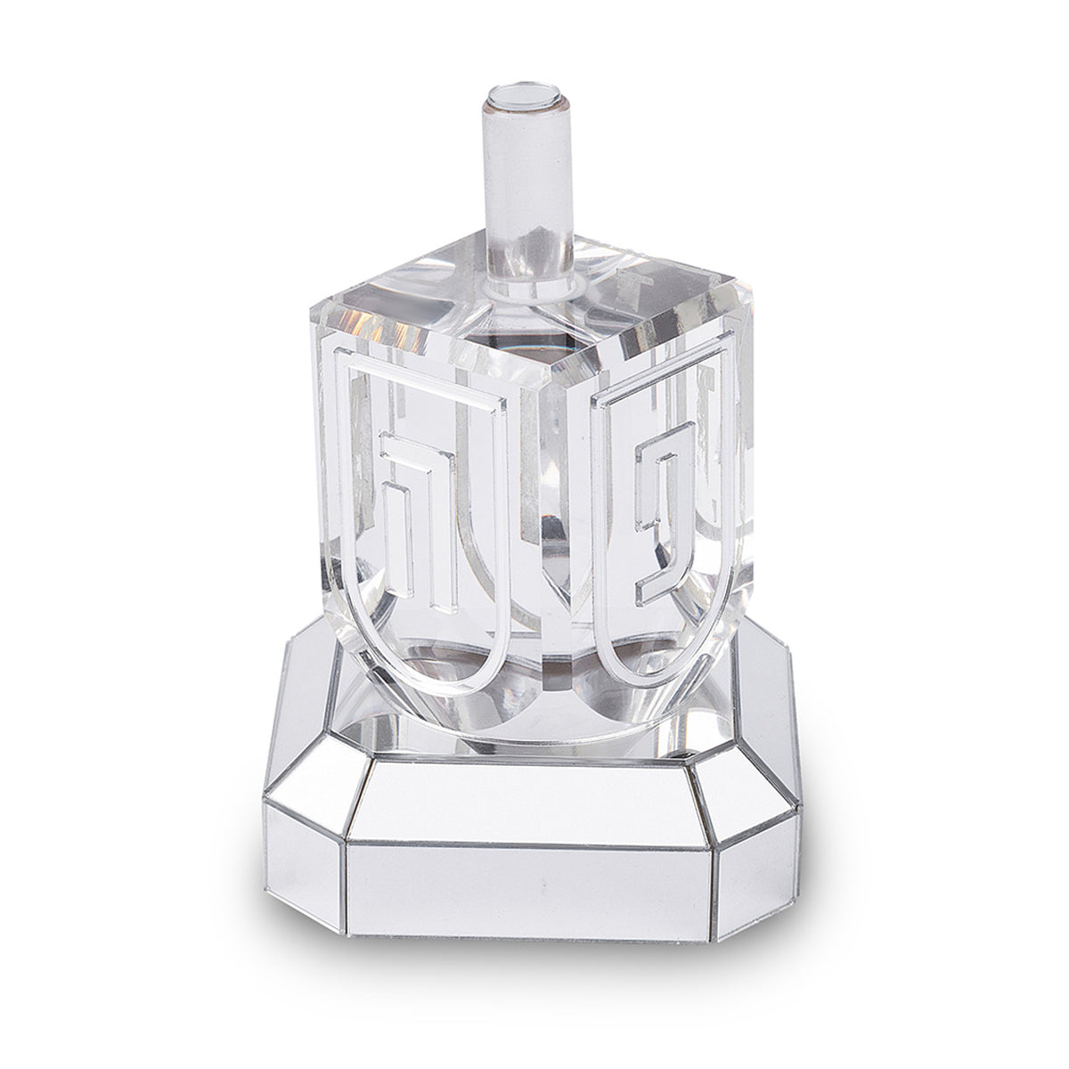Acrylic Dreidel with Base N.G.H.P. 6 cm - Silver - UK86225