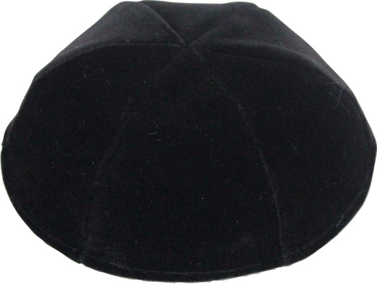 Velvet Premium Kippah Matte Black Size 8, 24 Cm- 6 Parts Without Rim
