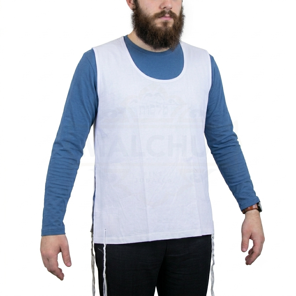 Malchus PerfTzit cotton undershirt; Chabad handmade-string options differ by variant