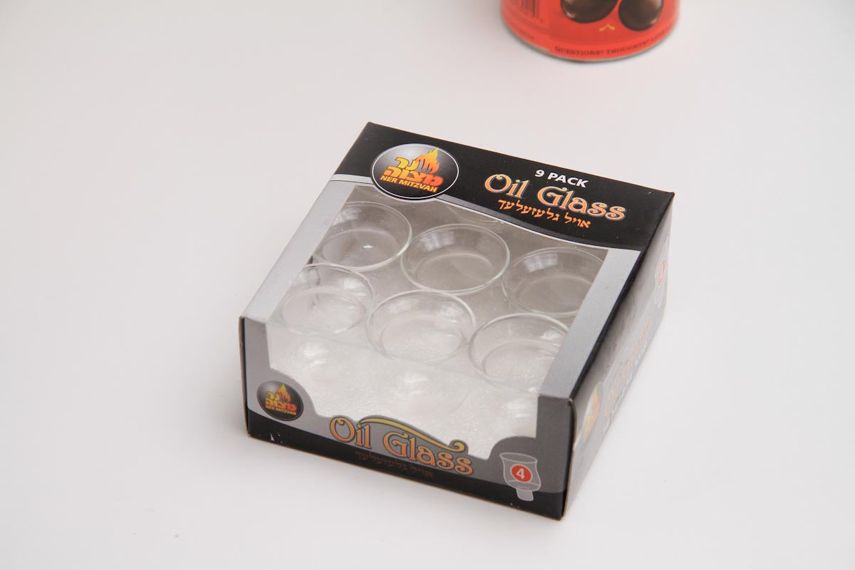 Round oil glass cup, 9-pack - Ner Mitzvah